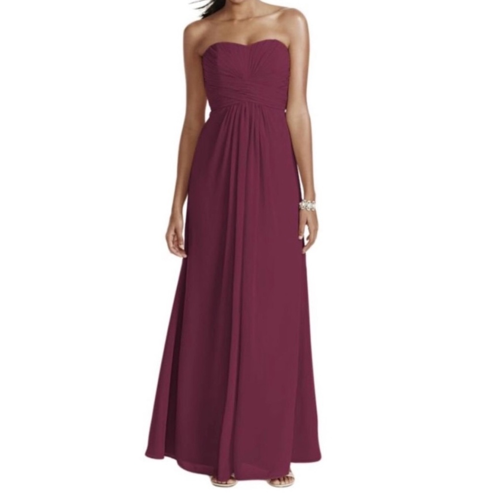 David’s Bridal Chiffon Strapless Dress